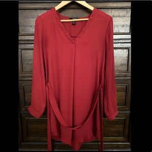 Crimson V-Neck Dress